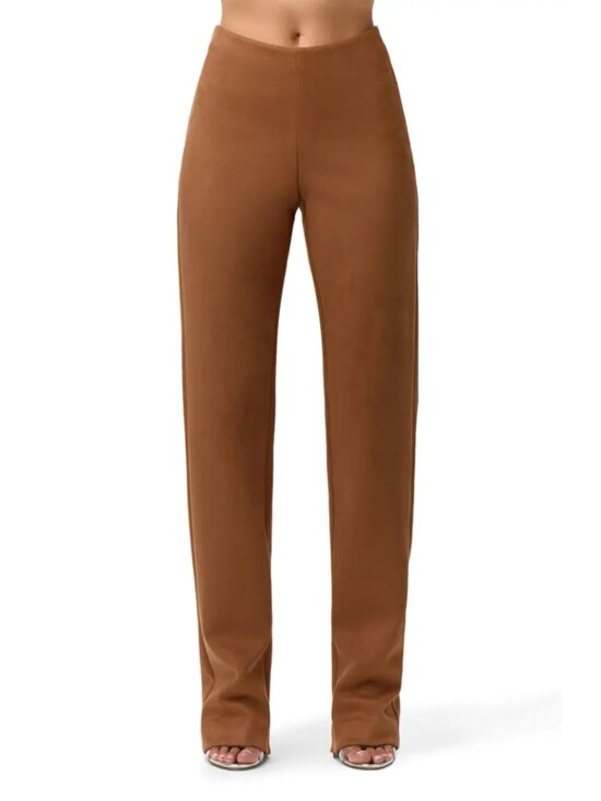 naked wardrobe Pants - Naked Wardrobe Faux Suede Straight Leg Pants Mocha Brown Neutral Womens XL NWT